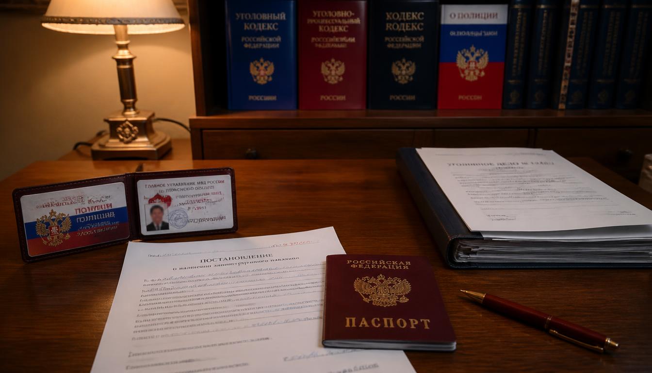 Нужна ли доверенность сотруднику полиции в Сургуте — служебное удостоверение сотрудника полиции на столе адвоката в Сургуте, ХМАО-Югра